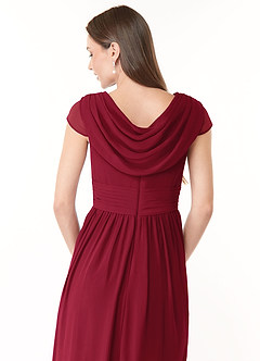 Azazie Organa Abiti da Damigella Abito A-Line in Chiffon Plissettato Borgogna image6