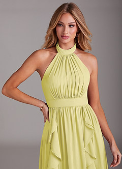 Azazie Avary Brautjungfernkleider A-Linie Plissee Chiffon Kleid Zitronensorbet image6