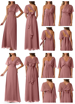 Azazie Fifi Vestidos de damas de honor Vestido de Rosa Del Desierto de Gasa de Corte En A Convertible con Sin tirantes image10