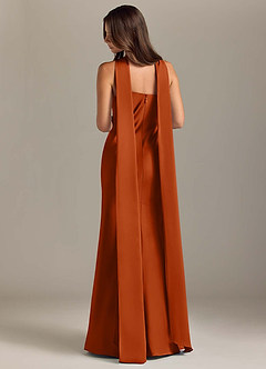 Azazie Kinsley Bridesmaid Dresses Burnt Orange Mermaid Side Slit Stretch Satin Dress image2