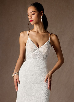 Azazie Lianna Abiti da Sposa Abito Sirena in Pizzo Bianco Diamante image5