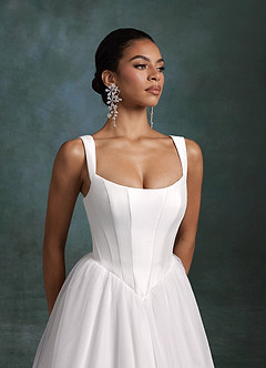 Azazie Jasmine Vestidos de novia Vestido Diamante Blanco de Mikado elástico de Corte Princesa image6