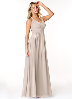 Azazie Ashia Brautjungfernkleider A-Linie Plissee Chiffon Kleid Frost image4