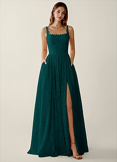 Megan Forest Green Lace A-line Prom Dress image3