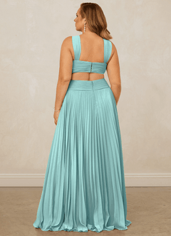 Christian Siriano Bridal for Azazie 1009 Bridesmaid Dresses Aqua A-Line Pleated Chiffon Dress image15