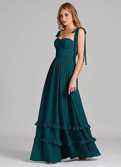 Azazie Anastacia Brautjungfernkleider A-Linie Herzausschnitt Chiffon Kleid Kiefer image5