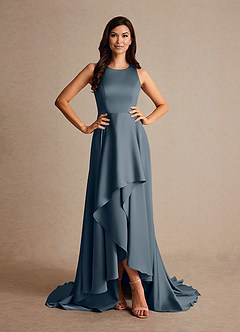 Azazie Niles vestidos de madre de la novia Vestido de Crepúsculo de Satén Elástico de Corte En A con Trenes image5
