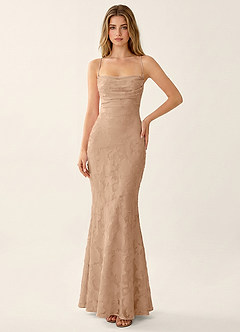 Natasha Champagne Jacquard Corset Mermaid Prom Dress image7
