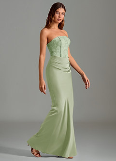 Azazie Emilia Bridesmaid Dresses Dusty Sage Mermaid Strapless Stretch Satin Dress image3