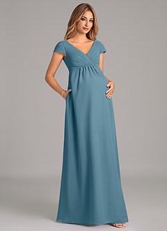 Azazie Allessia Maternity Bridesmaid Dresses A-Line Pleated Chiffon Floor-Length Dress image4