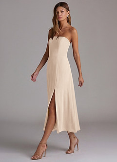 Azazie Wren Bridesmaid Dresses White Alabaster A-Line Strapless Chiffon Dress image3