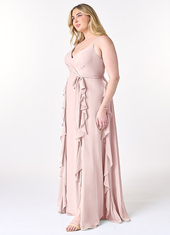 Azazie Peyton Bridesmaid Dresses Blushing Pink A-Line Ruched Chiffon Dress image9