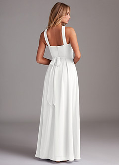 Azazie Dixie Bridesmaid Dresses White A-Line Halter Pleated Chiffon Dress image2