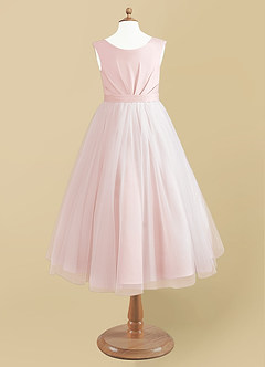 Azazie Bee Flower Girl Dresses Blushing Pink Ball-Gown Pleated Tulle Dress image6