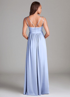 Azazie Emree Maternity Bridesmaid Dresses A-Line Stretch Satin Floor-Length Dress with Pockets image2