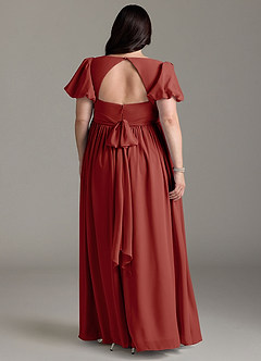Azazie Madisynn Maternity Bridesmaid Dresses Bow Chiffon Floor-Length Dress image6