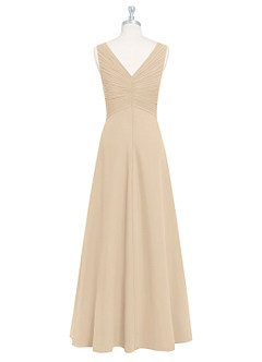 Azazie Flora Bridesmaid Dresses Champagne A-Line Pleated Chiffon Dress image8
