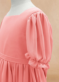 Azazie Joss Flower Girl Dresses Coral A-Line with Sleeves Chiffon Dress image8