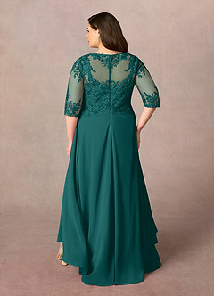 Azazie Monza Mother of the Bride Dresses Peacock A-Line Lace Chiffon Dress image9