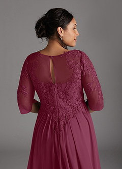 Azazie Mirielle Kleider für die Brautmutter A-Linie Schaufel Spitze Chiffon Kleid Maulbeerrot image11