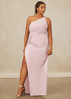 Christian Siriano Bridal for Azazie 1003 Bridesmaid Dresses Blushing Pink Sheath One Shoulder Chiffon Dress image11