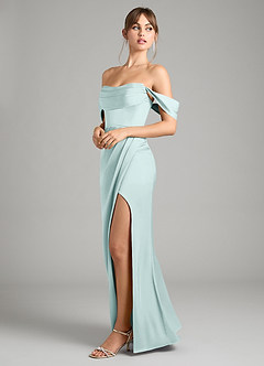 Azazie Johana Vestidos de damas de honor Vestido de Neblina de Satén Elástico de Corte Sirena Convertible con Vestidos sin tirantes image7