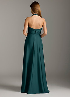 Azazie Tessie Bridesmaid Dresses Pine A-Line Pleated Stretch Satin Dress image2