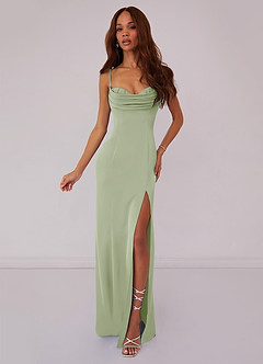 Barbie ♥ Azazie Bridesmaid Dresses Dusty Sage Mermaid Corset Stretch Satin Dress image1