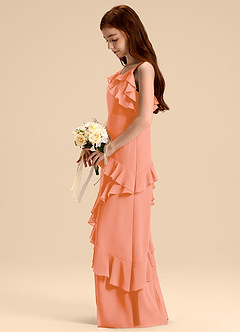 Azazie Evara Junior A-Linie Chiffon Kleid Sonnenuntergang image5