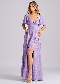 Azazie Kimber Suknie dla druhen Linia A z kieszeniami Kwiatowe wypalenie Do ziemi Sukienka image6