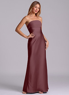 Azazie Ailanie Brudtärnklänningar Klä av Tubklänning i Stretch Satin Axelbandslös Sangria image5