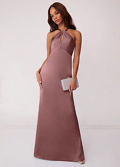 Barbie ♥ Azazie Bridesmaid Dresses Vintage Mauve Sheath Stretch Satin Dress image1