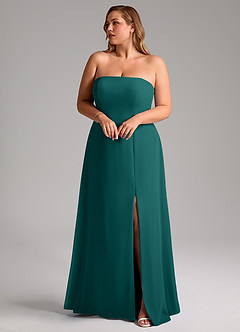 Azazie Wren Bridesmaid Dresses Peacock A-Line Side Slit Chiffon Convertible Dress image10