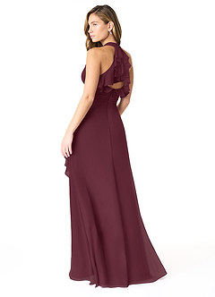 Azazie Aviv Bridesmaid Dresses Cabernet A-Line Pleated Chiffon Dress image2