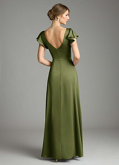 Azazie Omari Bridesmaid Dresses Olive A-Line Stretch Satin Dress image2