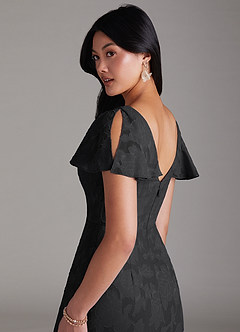 Azazie Soren Robes de demoiselle d'honneur Robe Trapèze en Blumen-Burnout Plissée Noir image5