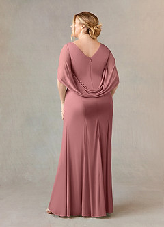 Azazie Belladonna Mother of the Bride Dresses Desert Rose Mermaid Scoop Pleated Mesh Dress image9