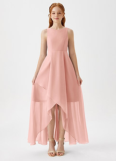Azazie Lizette Junior Rosette A-Line Pleated Chiffon Dress image3