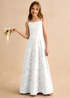 Azazie Jaella Girls Formal Flower Girl Klänningar Klänning A-Line i Blommig Utbrändhet Plisserad image2