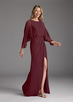 Azazie Ysabella vestidos de madre de la novia Vestido de Cabernet de Malla de Sirena con Plisado image1