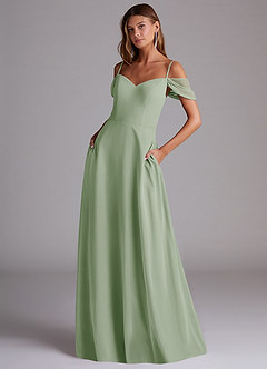 Azazie Marley Bridesmaid Dresses Dusty Sage A-Line Off the Shoulder Chiffon Convertible Dress image1