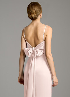 Azazie Adriane 신부 들러리 드레스 쉬스 절하다 스트레치 새틴 바닥 길이 드레스 image2