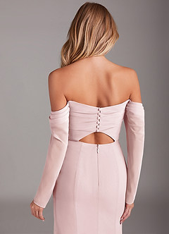 Azazie Hallie Bridesmaid Dresses Blushing Pink Mermaid Long Sleeve Chiffon Dress image7