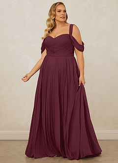 Christian Siriano Bridal for Azazie 1013 Brautjungfernkleider A-Linie Schulterfrei Chiffon Kleid Cabernetrot image13
