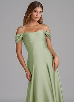 Azazie Seriana Bridesmaid Dresses Dusty Sage A-Line Off the Shoulder Stretch Satin Convertible Dress image2