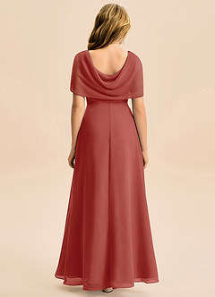 Azazie Emma Junior Vestido de Terracota de Gasa de Corte en A con Plisado image2