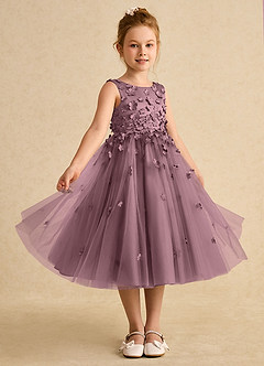Azazie Lana Flower Girl Dresses Vintage Mauve A-Line Sleeveless Matte Satin Dress image5