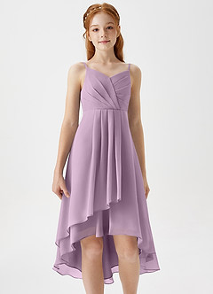 Azazie Mariam Junior Linia A Pofałdowany Szyfon Asymetryczny Młodsza druhna Sukienka image5