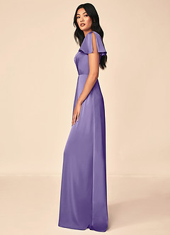 Azazie Soren Bridesmaid Dresses Tahiti A-Line Pleated Stretch Satin Dress image3