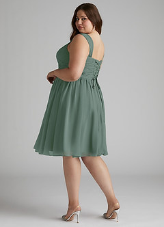 Azazie Angie Bridesmaid Dresses Eucalyptus A-Line Corset Chiffon Dress image12